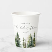 Minimalistische elegante bos rustieke bruidsdouche papieren bekers (Voorkant)