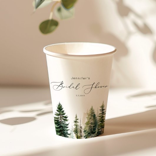 Minimalistische elegante bos rustieke bruidsdouche papieren bekers