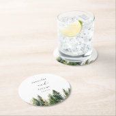 Minimalistische elegante bos rustieke bruiloft ronde kartonnen onderzetter (Insitu)