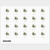 Minimalistische elegante bos rustieke bruiloft ronde sticker (Vel)