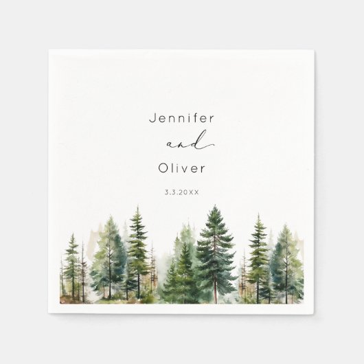 Minimalistische elegante bos rustieke bruiloft servet (Voorkant)