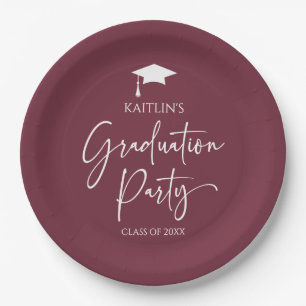Minimalistische elegante Bourgogne Graduation Part Papieren Bordje