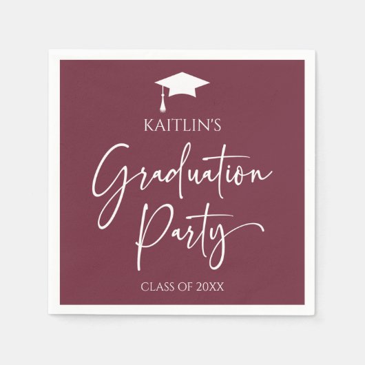 Minimalistische elegante Bourgogne Graduation Part Servet (Voorkant)