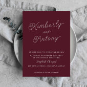Minimalistische Elegante Bourgondische rode bruilo Kaart