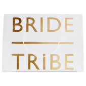 minimalistische elegante bruidtribe faux goudtekst large cadeautasje (Voorkant)