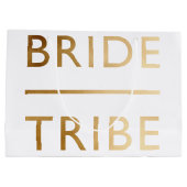 minimalistische elegante bruidtribe faux goudtekst large cadeautasje (Achterkant)