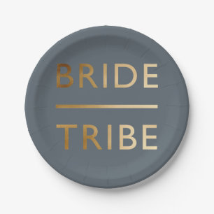 minimalistische elegante bruidtribe faux goudtekst papieren bordje
