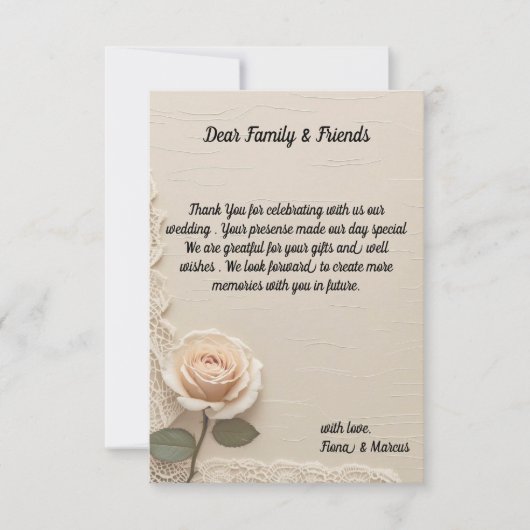  minimalistische elegante bruiloft bedankkaart (Voorkant)