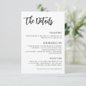 💍 Minimalistische Elegante bruiloft details Informatiekaartje (Staand voorkant)