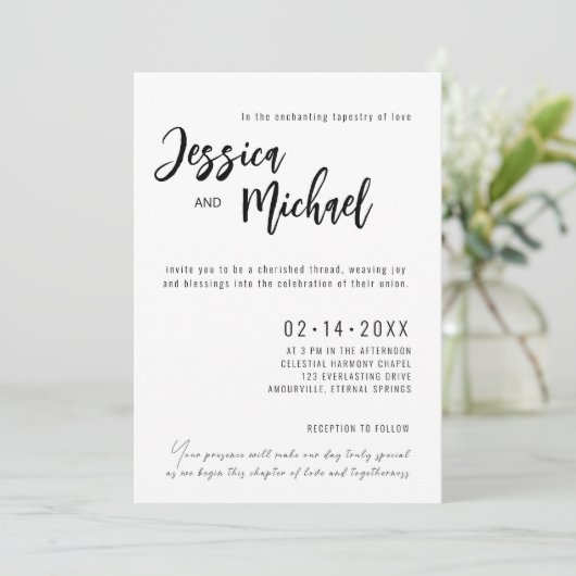 💍 minimalistische elegante bruiloft kaart (Staand voorkant)