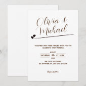 Minimalistische, elegante bruiloft uitnodiging (Voorkant / Achterkant)