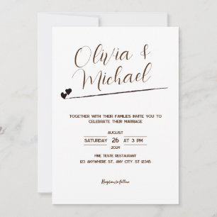 Minimalistische, elegante bruiloft uitnodiging