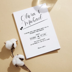 Minimalistische, elegante bruiloft uitnodiging