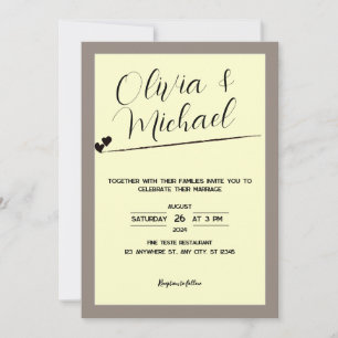 Minimalistische, elegante bruiloft uitnodiging
