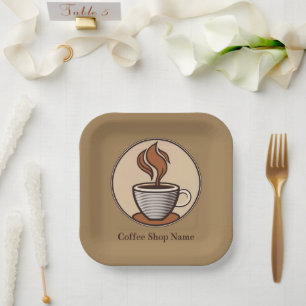Minimalistische Elegante Bruine Koffie espresso sh Papieren Bordje