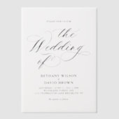 Minimalistische Elegante Calligrafie Bruiloft Vellum Uitnodigingen (Voorkant)