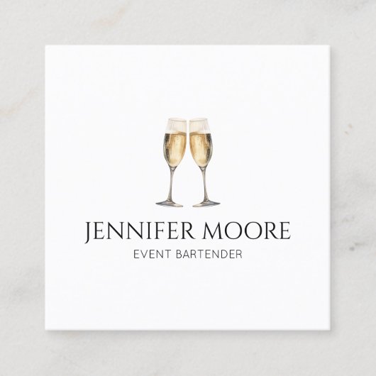Minimalistische Elegante Champagne Fluitbril Custo Vierkante Visitekaartje (Voorkant)