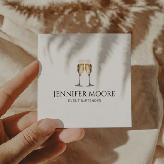 Minimalistische Elegante Champagne Fluitbril Custo Vierkante Visitekaartje