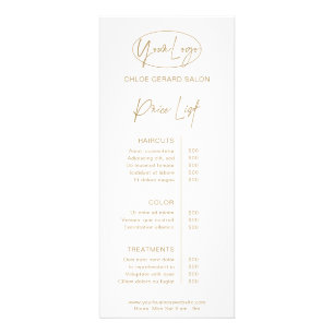 Minimalistische Elegante Champagne Moderne prijsli Reclamekaart