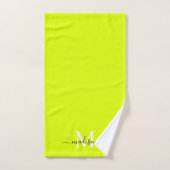 Minimalistische elegante Chartreuse geel monogram Bad Handdoek (Handdoek)