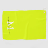 Minimalistische elegante Chartreuse geel monogram Golfhanddoek (Horizontaal)