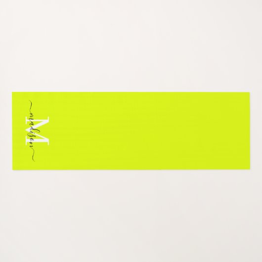 Minimalistische elegante Chartreuse geel monogram Yogamat (Achterkant (horizontaal))