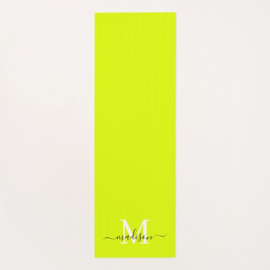 Minimalistische elegante Chartreuse geel monogram Yogamat (Achterkant)