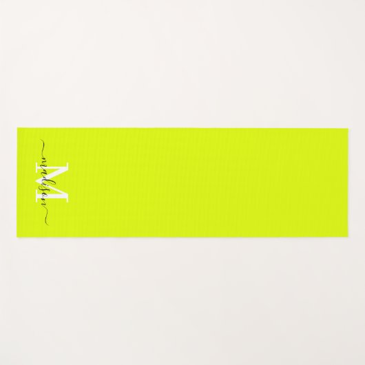 Minimalistische elegante Chartreuse geel monogram Yogamat (Voorkant (horizontaal))