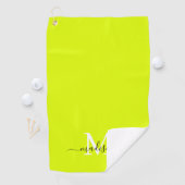 Minimalistische Elegante Chartreuse Gele Monogram Golfhanddoek (Insitu)
