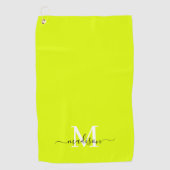 Minimalistische Elegante Chartreuse Gele Monogram Golfhanddoek (Voorkant)