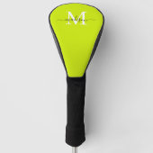 Minimalistische Elegante Chartreuse Gele Monogram Golfheadcover (Voorkant)