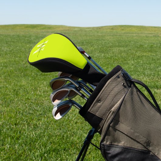 Minimalistische Elegante Chartreuse Gele Monogram Golfheadcover (Insitu)