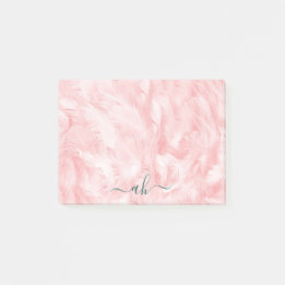 Minimalistische Elegante Chic Koraalroze Veer Text Post-it® Notes