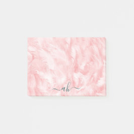 Minimalistische Elegante Chic Koraalroze Veer Text Post-it® Notes