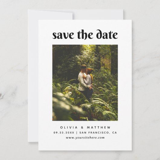 Minimalistische elegante chique bruiloft | Foto sc Save The Date (Voorkant)