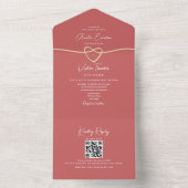 Minimalistische elegante Coral Wedding All In One Uitnodiging (Binnen)