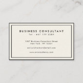 Minimalistische elegante crème en zwarte professio visitekaartje (Achterkant)
