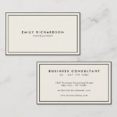Minimalistische elegante crème en zwarte professio visitekaartje (Voorkant / Achterkant)