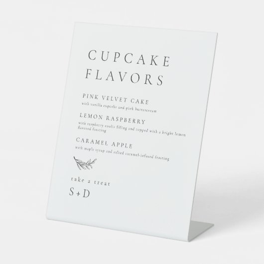 Minimalistische Elegante Cupcake Smaken Trouwbord Reclamebord Met Voetstuk (Voorkant)