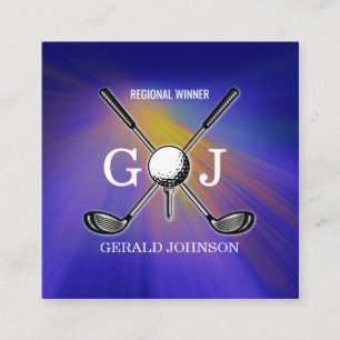 Minimalistische Elegante Custom Golf Monogram Desi Vierkante Visitekaartje