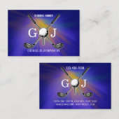 Minimalistische Elegante Custom Golf Monogram Desi Visitekaartje (Voorkant / Achterkant)