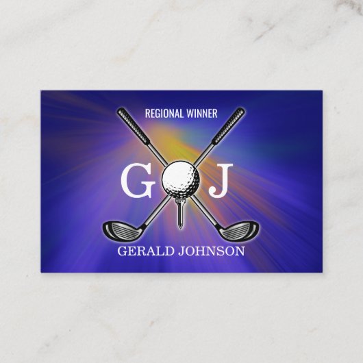 Minimalistische Elegante Custom Golf Monogram Desi Visitekaartje (Voorkant)