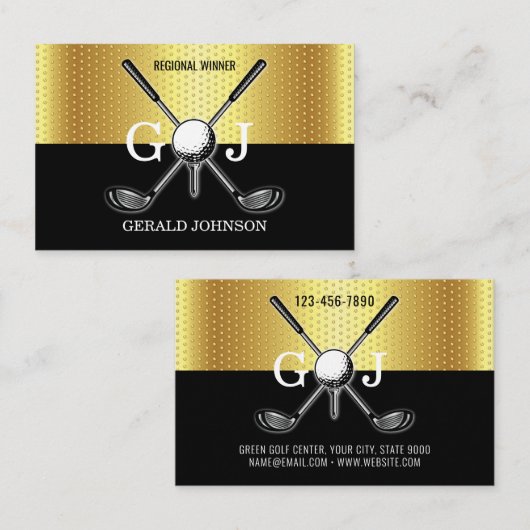 Minimalistische Elegante Custom Golf Monogram Desi Visitekaartje (Voorkant / Achterkant)