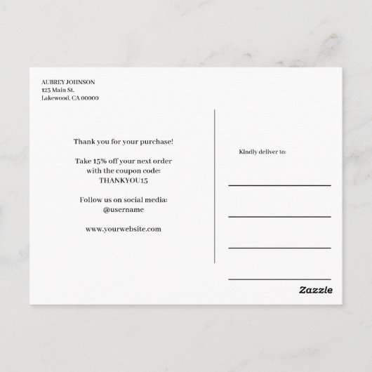 Minimalistische elegante dank u briefkaart (Achterkant)