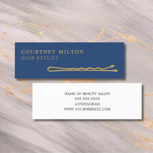 Minimalistische Elegante Donkerblauwe Gouden Kappe Mini Visitekaartje