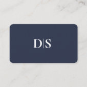 Minimalistische Elegante Donkerblauwe Initiële Con Visitekaartje (Voorkant)