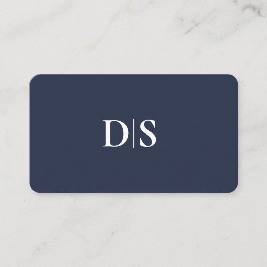 Minimalistische Elegante Donkerblauwe Initiële Con Visitekaartje (Voorkant)