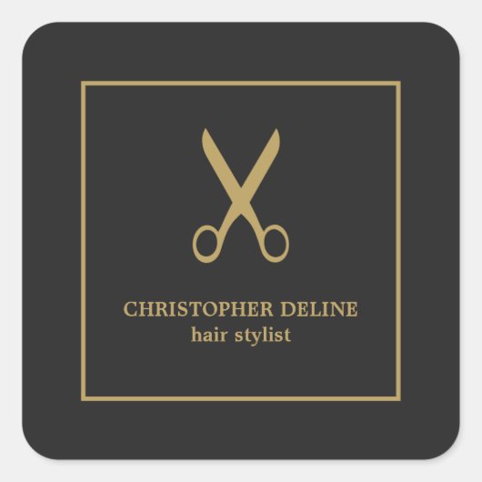 Minimalistische Elegante Donkere Faux Gouden Schaa Vierkante Sticker (Voorkant)