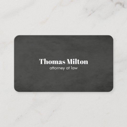Minimalistische Elegante Donkergrijze Advocaat Visitekaartje (Voorkant)