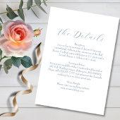 Minimalistische Elegante Dusty Blue Wedding Detail Informatiekaartje